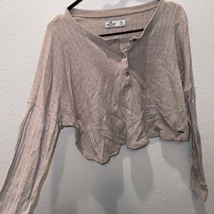 Hollister Women's Ribbed Crop Top - Cream